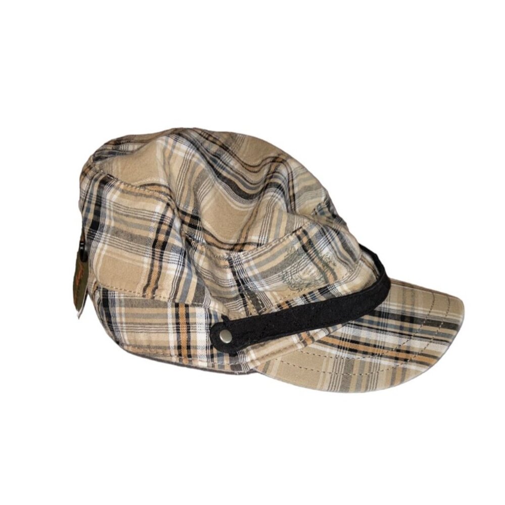 Plaid Beige & Black American Rag Newsboy Cap - Picture 3 of 6